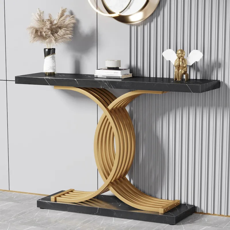 Modern Entryway Table, 39-Inch Console Accent Table, Narrow Wood Sofa Foyer Table