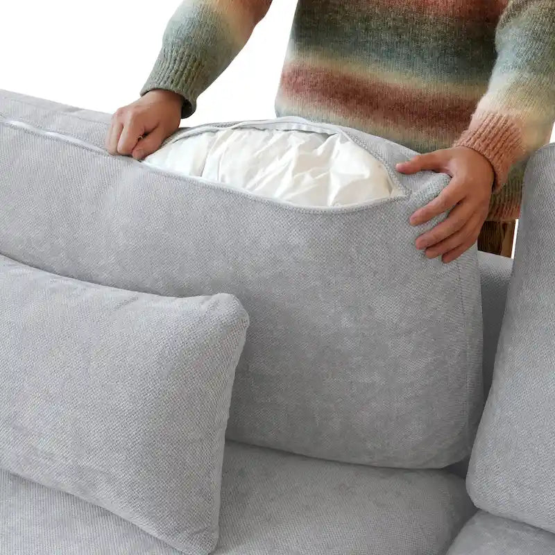 Classic Modern Linen Sectional Modular Sofa 4-Seater Down Filled Cloud Couch with Cushions
