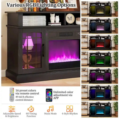 Costway TV Stand with Electric Fireplace LED Lights Remote Controls - See Details