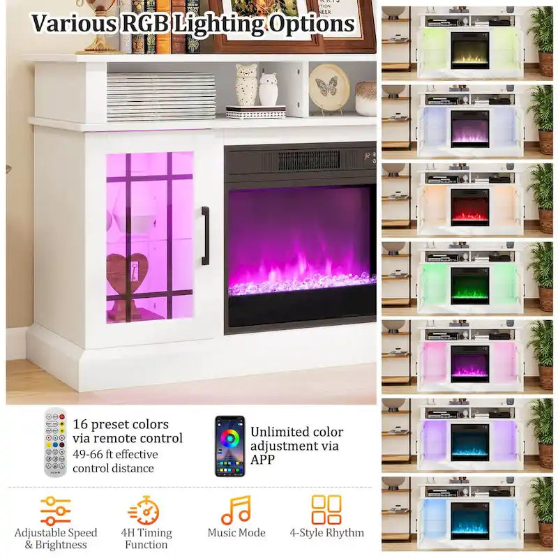 Costway TV Stand with Electric Fireplace LED Lights Remote Controls - See Details