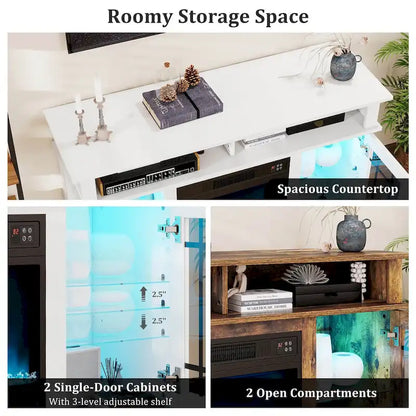 Costway TV Stand with Electric Fireplace LED Lights Remote Controls - See Details