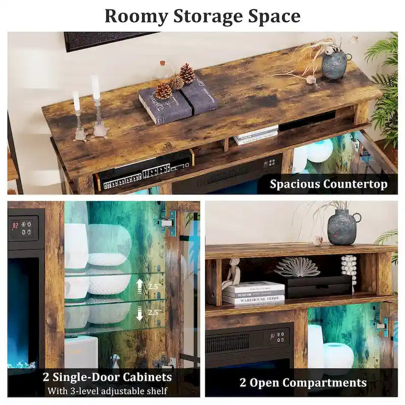 Costway TV Stand with Electric Fireplace LED Lights Remote Controls - See Details