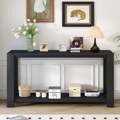 Narrow Long Entryway Console Table Side Table with Bottom Shelf