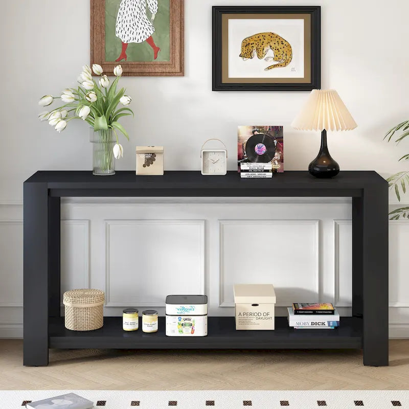 Narrow Long Entryway Console Table Side Table with Bottom Shelf
