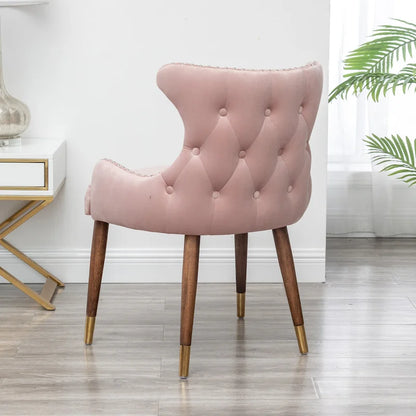 Pink Modern 23 Polyester Upholstered Accent Chair with Solid Rubberwood Legs and Nailheads