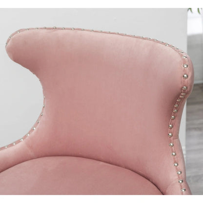 Pink Modern 23 Polyester Upholstered Accent Chair with Solid Rubberwood Legs and Nailheads