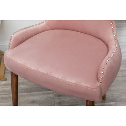 Pink Modern 23 Polyester Upholstered Accent Chair with Solid Rubberwood Legs and Nailheads