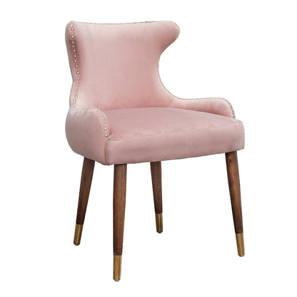 Pink Modern 23 Polyester Upholstered Accent Chair with Solid Rubberwood Legs and Nailheads
