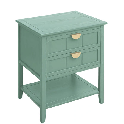 American Style 2-Drawer Bachelors Chest with Golden Handle, Side Table, End Table, Suitable for Bedroom, Living Room