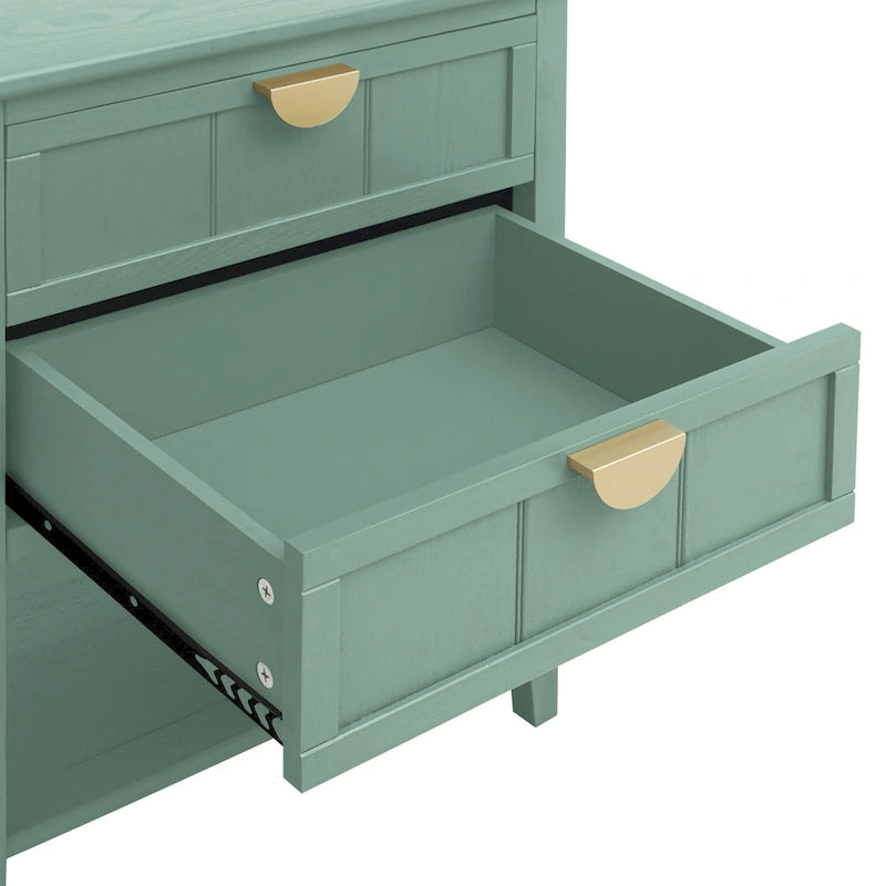 American Style 2-Drawer Bachelors Chest with Golden Handle, Side Table, End Table, Suitable for Bedroom, Living Room