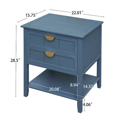 American Style 2-Drawer Bachelors Chest with Golden Handle, Side Table, End Table, Suitable for Bedroom, Living Room