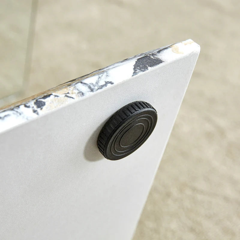 43.3 Modern Rectangular Coffee Table with Stainless Steel Decorative Columns and Thick Base Support