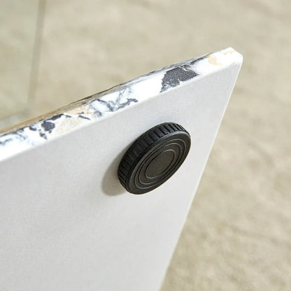 43.3 Modern Rectangular Coffee Table with Stainless Steel Decorative Columns and Thick Base Support