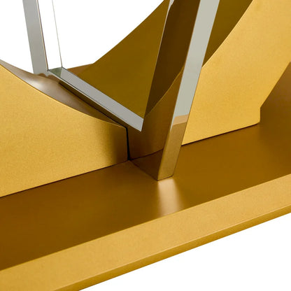 43.3 Modern Rectangular Coffee Table with Stainless Steel Decorative Columns and Thick Base Support