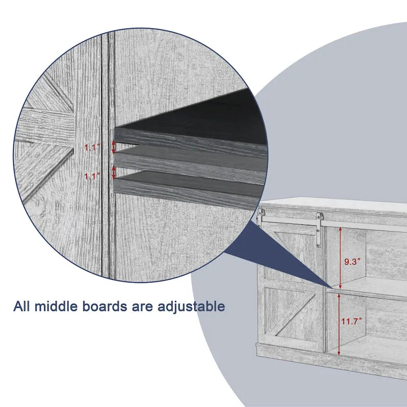 Farmhouse Wood TV Stand with Sliding Barn Door