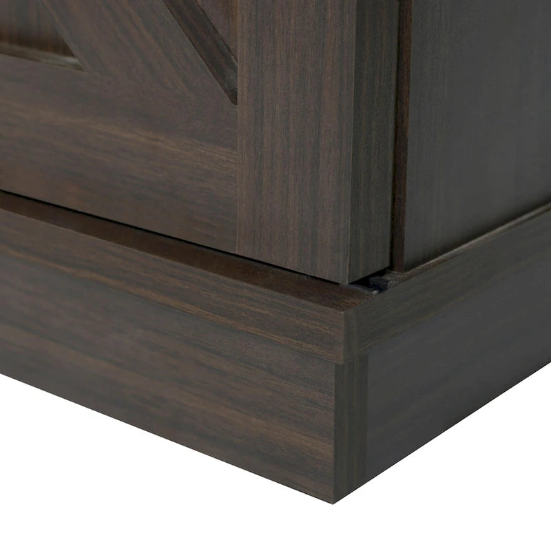 Farmhouse Wood TV Stand with Sliding Barn Door