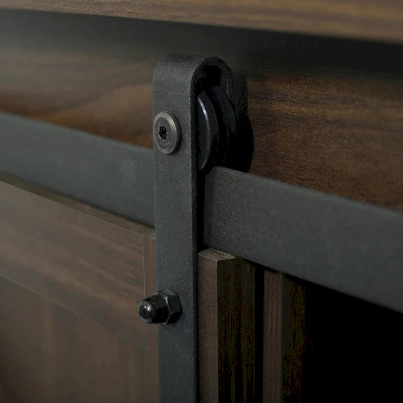 Farmhouse Wood TV Stand with Sliding Barn Door