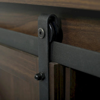 Farmhouse Wood TV Stand with Sliding Barn Door