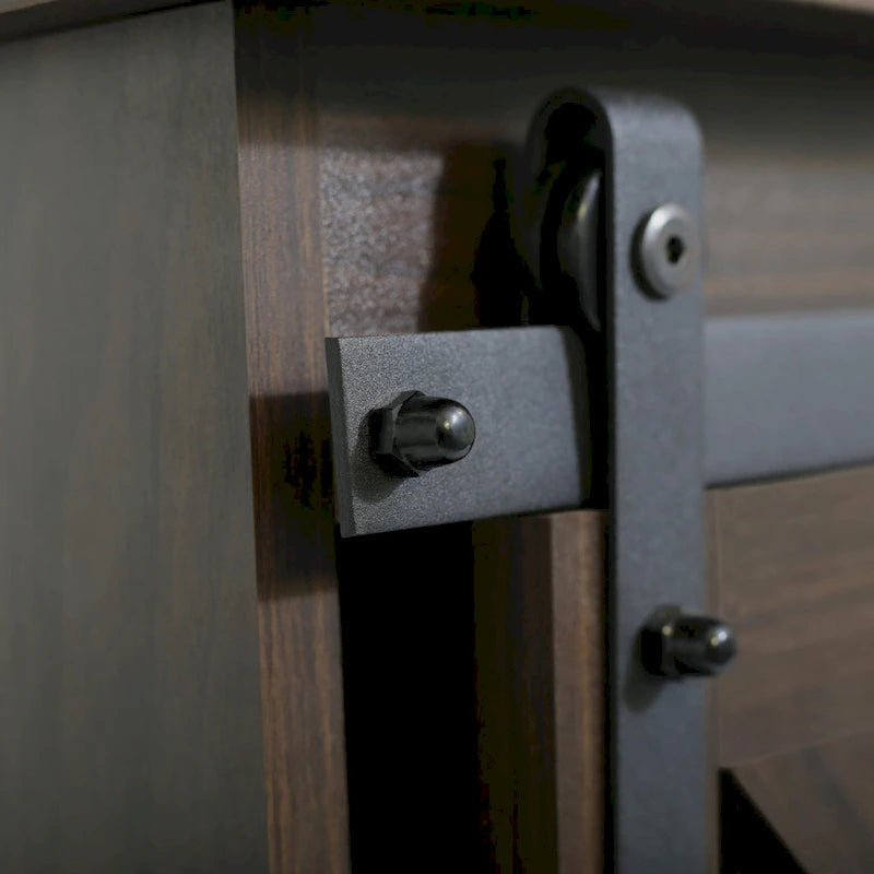 Farmhouse Wood TV Stand with Sliding Barn Door