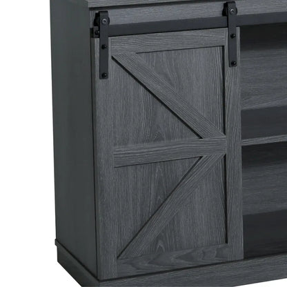 Farmhouse Wood TV Stand with Sliding Barn Door