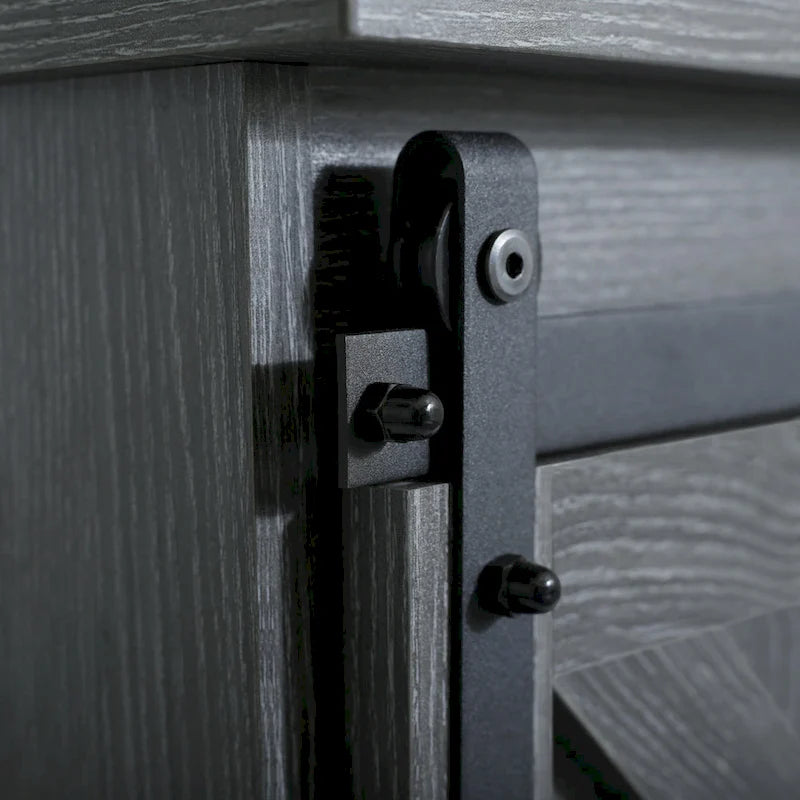 Farmhouse Wood TV Stand with Sliding Barn Door