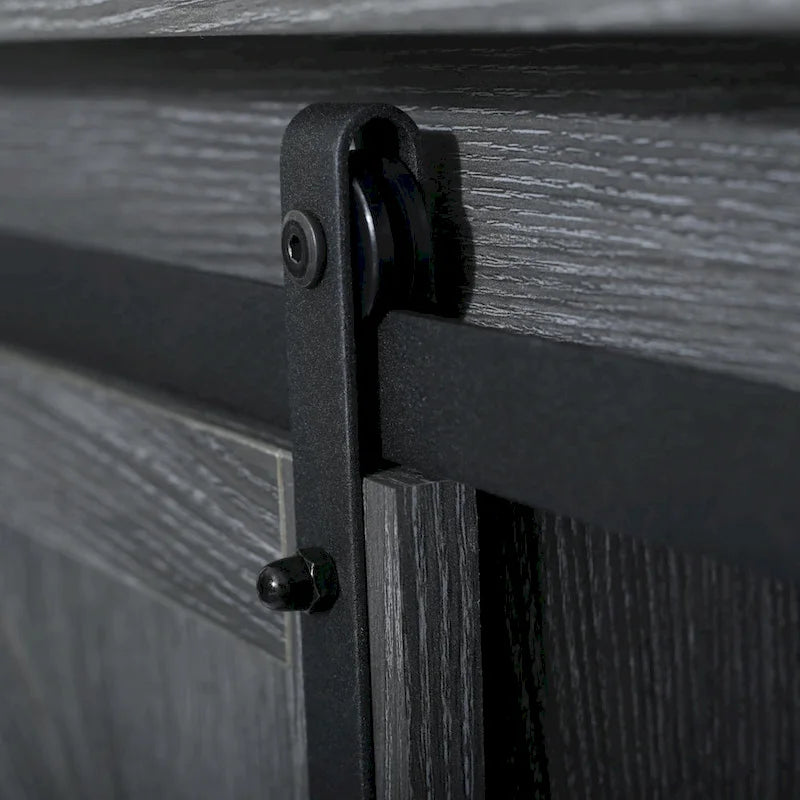 Farmhouse Wood TV Stand with Sliding Barn Door