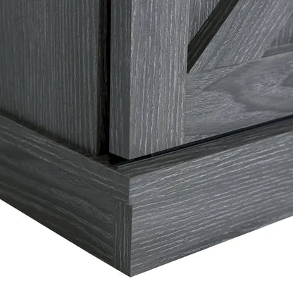 Farmhouse Wood TV Stand with Sliding Barn Door