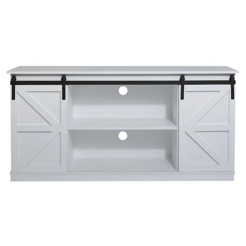 Farmhouse Wood TV Stand with Sliding Barn Door