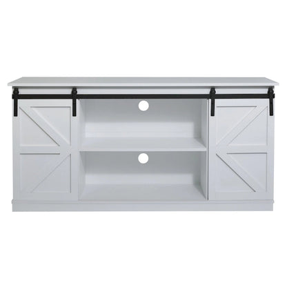 Farmhouse Wood TV Stand with Sliding Barn Door