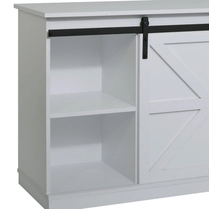 Farmhouse Wood TV Stand with Sliding Barn Door