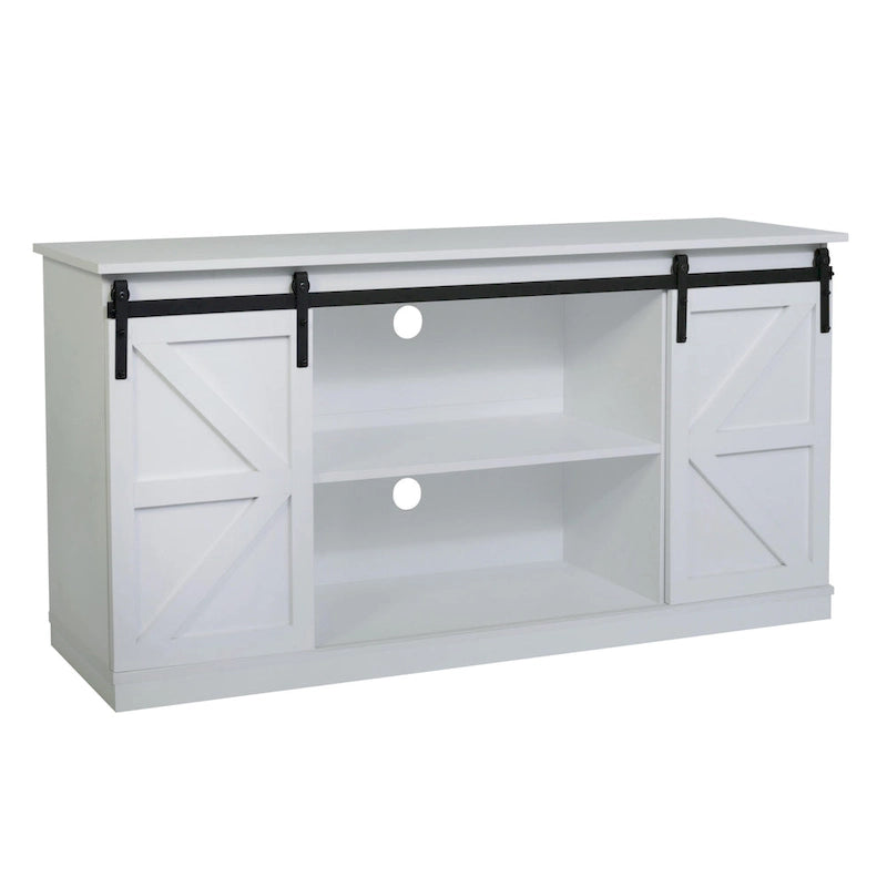 Farmhouse Wood TV Stand with Sliding Barn Door