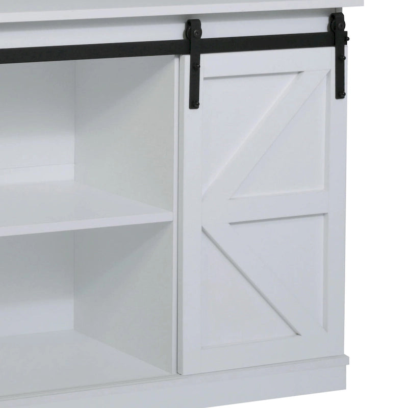 Farmhouse Wood TV Stand with Sliding Barn Door