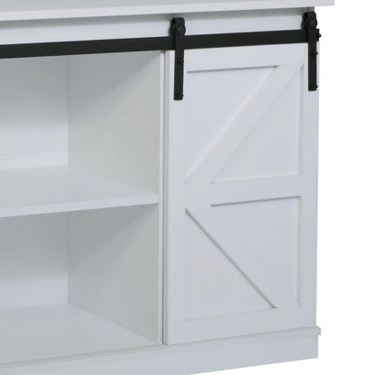 Farmhouse Wood TV Stand with Sliding Barn Door