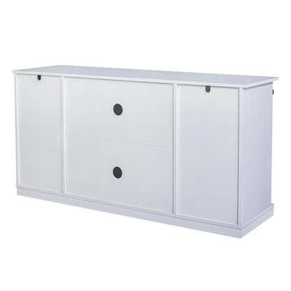 Farmhouse Wood TV Stand with Sliding Barn Door