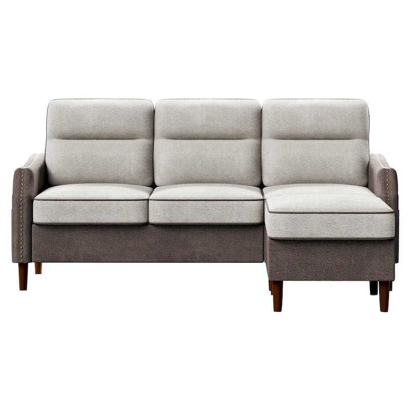 Futzca 78 L Shaped Sofa Couch with Ottoman and Side Storage Bag