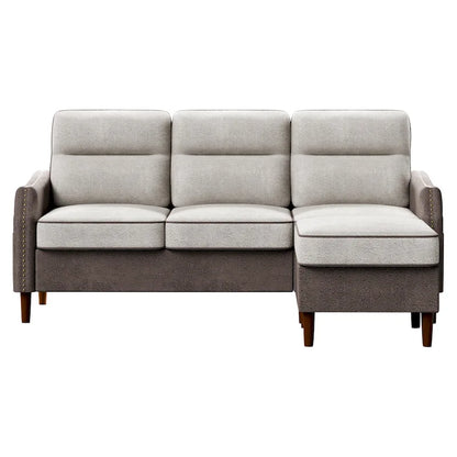 Futzca 78 L Shaped Sofa Couch with Ottoman and Side Storage Bag