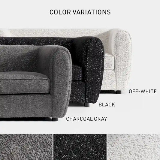 Furniture of America Vanessa Modern Curved Arms Boucle Loveseat Couch, Small Sofa with Seat Cushion and Wooden Legs