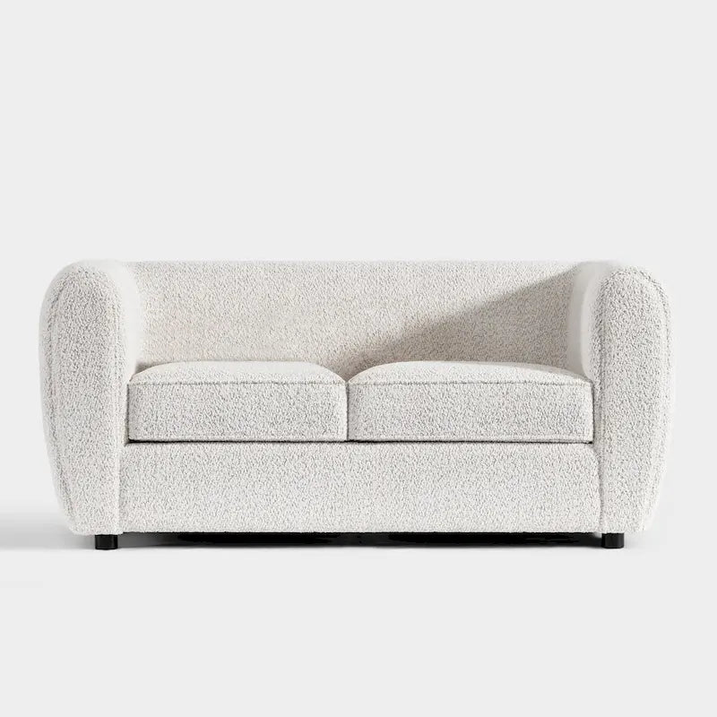 Furniture of America Vanessa Modern Curved Arms Boucle Loveseat Couch, Small Sofa with Seat Cushion and Wooden Legs