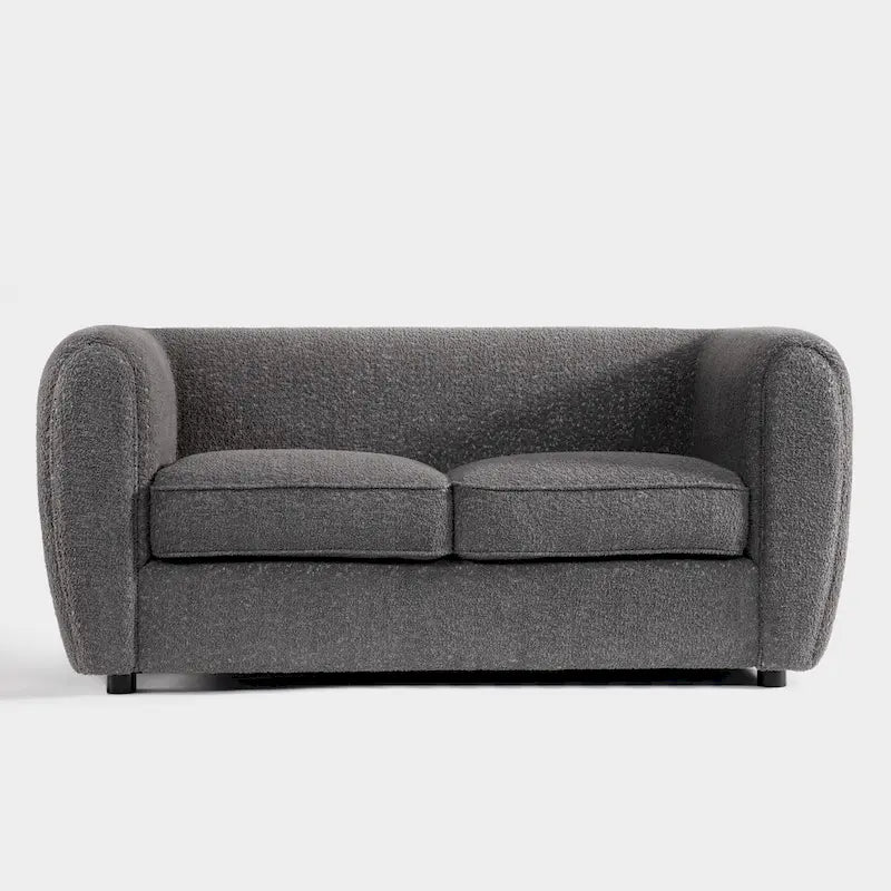 Furniture of America Vanessa Modern Curved Arms Boucle Loveseat Couch, Small Sofa with Seat Cushion and Wooden Legs