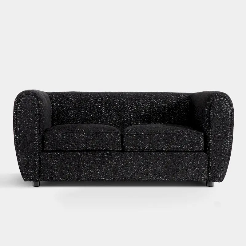 Furniture of America Vanessa Modern Curved Arms Boucle Loveseat Couch, Small Sofa with Seat Cushion and Wooden Legs