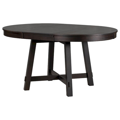 TREXM Farmhouse Round Extendable Dining Table with 16 Leaf Wood Kitchen Table