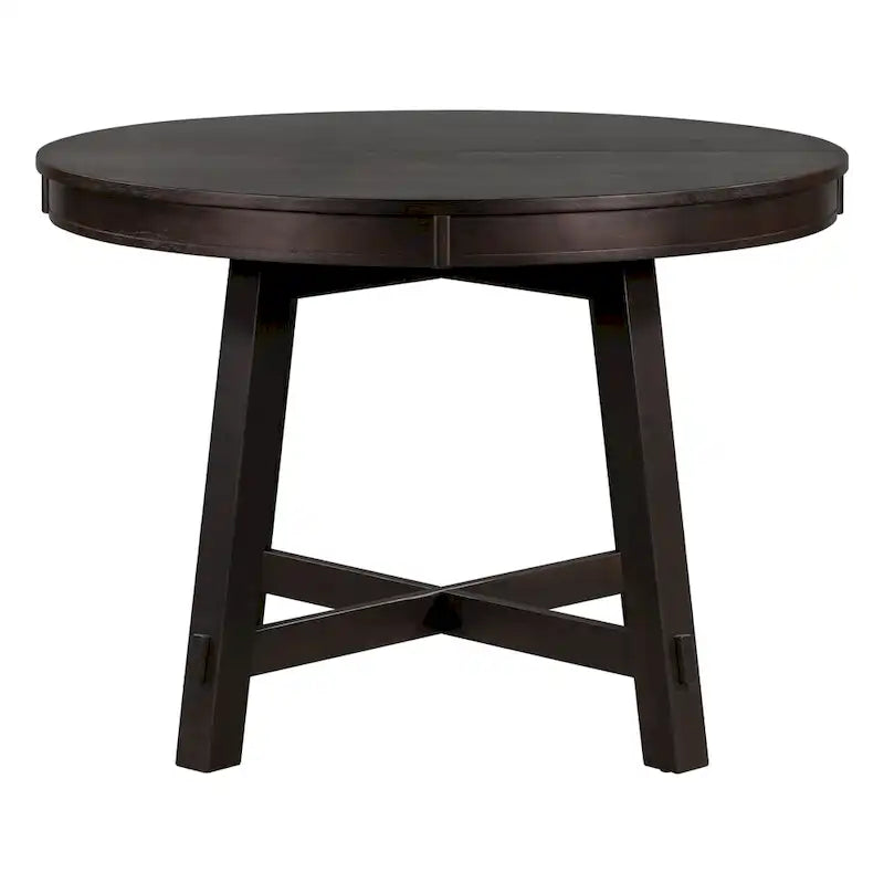TREXM Farmhouse Round Extendable Dining Table with 16 Leaf Wood Kitchen Table