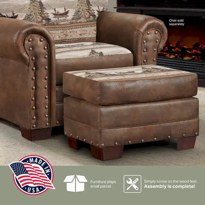 American Furniture Classics Model 8501-00-60 Alpine Lodge Arm Chair with Matching Ottoman