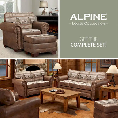 American Furniture Classics Model 8501-00-60 Alpine Lodge Arm Chair with Matching Ottoman