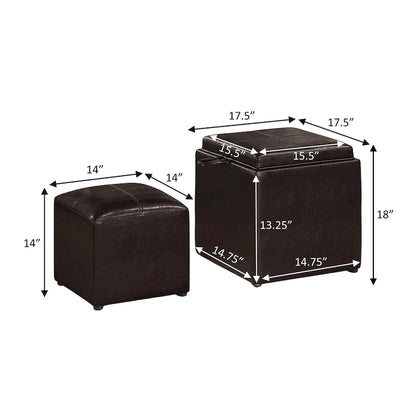 Convenience Concepts Designs4Comfort Park Avenue Single Ottoman with Stool and Reversible Tray