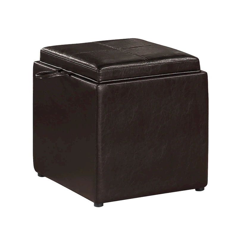 Convenience Concepts Designs4Comfort Park Avenue Single Ottoman with Stool and Reversible Tray