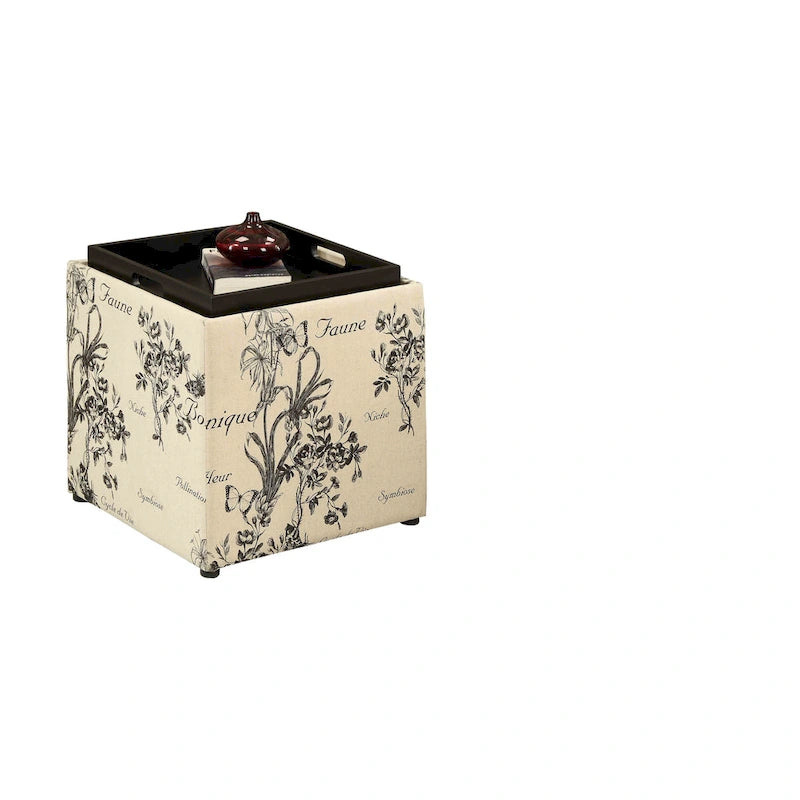 Convenience Concepts Designs4Comfort Park Avenue Single Ottoman with Stool and Reversible Tray