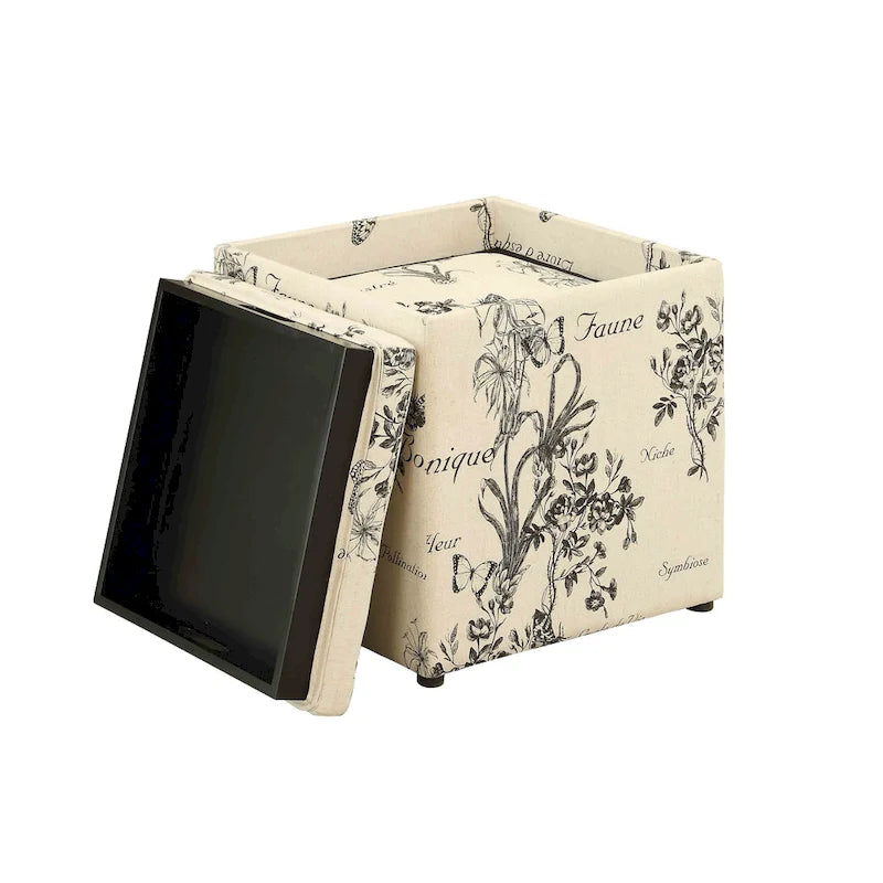 Convenience Concepts Designs4Comfort Park Avenue Single Ottoman with Stool and Reversible Tray