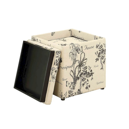 Convenience Concepts Designs4Comfort Park Avenue Single Ottoman with Stool and Reversible Tray