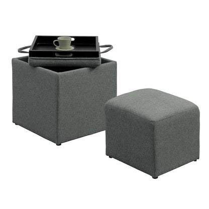 Convenience Concepts Designs4Comfort Park Avenue Single Ottoman with Stool and Reversible Tray